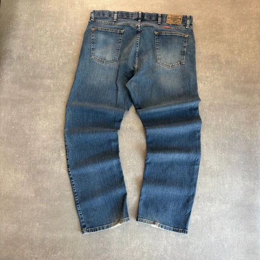 Wrangler Blue Denim Jeans Men Straight Leg Western Workwear Vintage Cotton Casual Denim