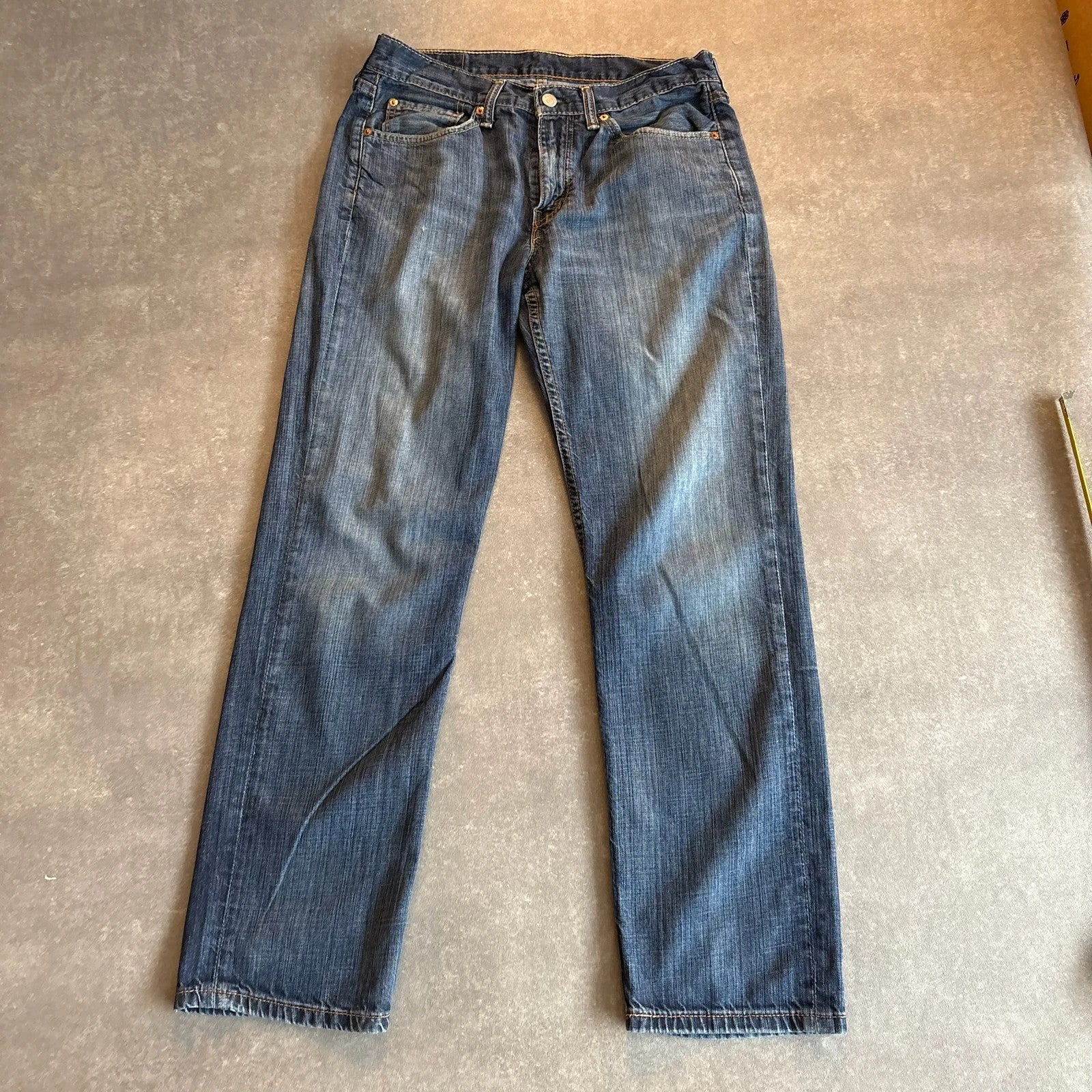 Levis 514 Straight Fit Jeans Mens W31 L30 Mid Wash Denim Vintage Red Tab Regular Straight Leg Faded
