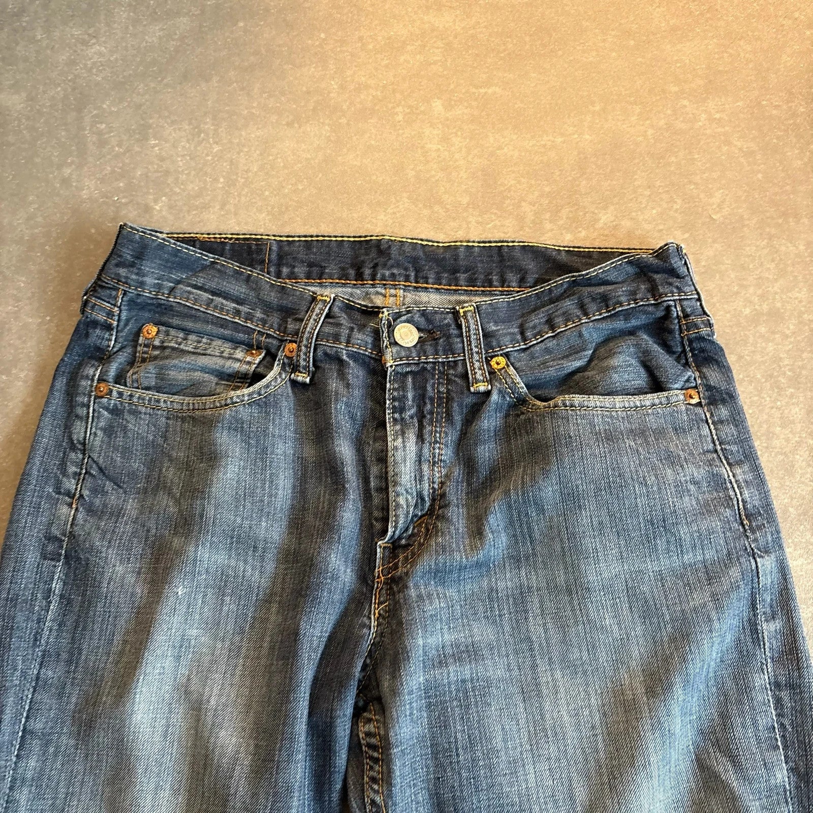 Levis 514 Straight Fit Jeans Mens W31 L30 Mid Wash Denim Vintage Red Tab Regular Straight Leg Faded