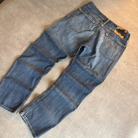 Levis 514 Straight Fit Jeans Mens W31 L30 Mid Wash Denim Vintage Red Tab Regular Straight Leg Faded