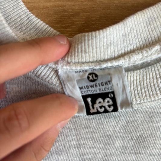 Lee Grey Marl Raglan Heavyweight Blank Vintage Sweatshirt Crewneck Mens