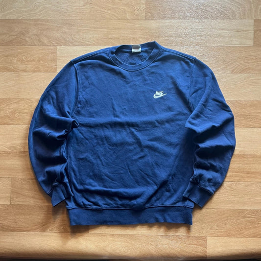Nike Navy Embroidered Futura Logo Vintage Crewneck Sweatshirt Mens