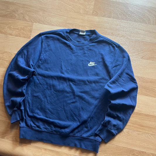 Nike Navy Embroidered Futura Logo Vintage Crewneck Sweatshirt Mens