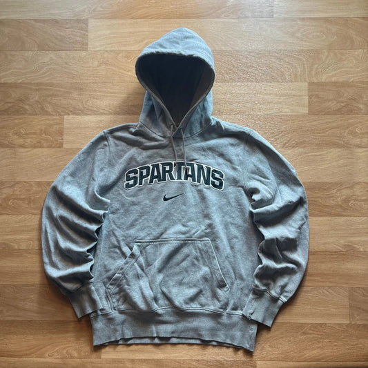 Nike Michigan State Spartans Grey Embroidered Collegiate Vintage Hoodie Mens
