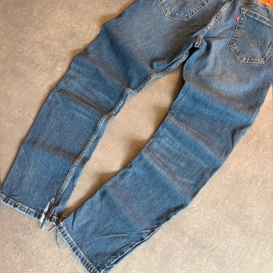 Levis 511 Slim Fit jeans Mens W29 L30 Mid Wash Blue Denim Vintage Red Tab Tapered Slim Distressed