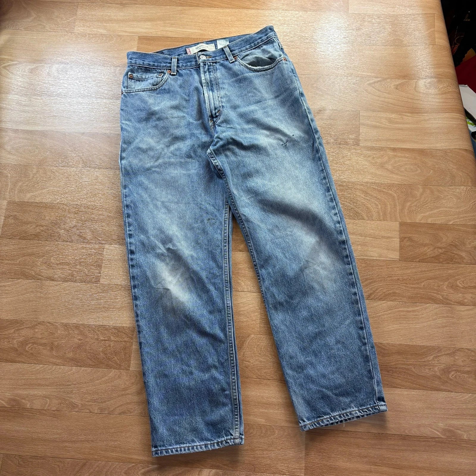 Levis 550 Relaxed Fit Light Wash Vintage Straight Leg Denim Jeans Mens