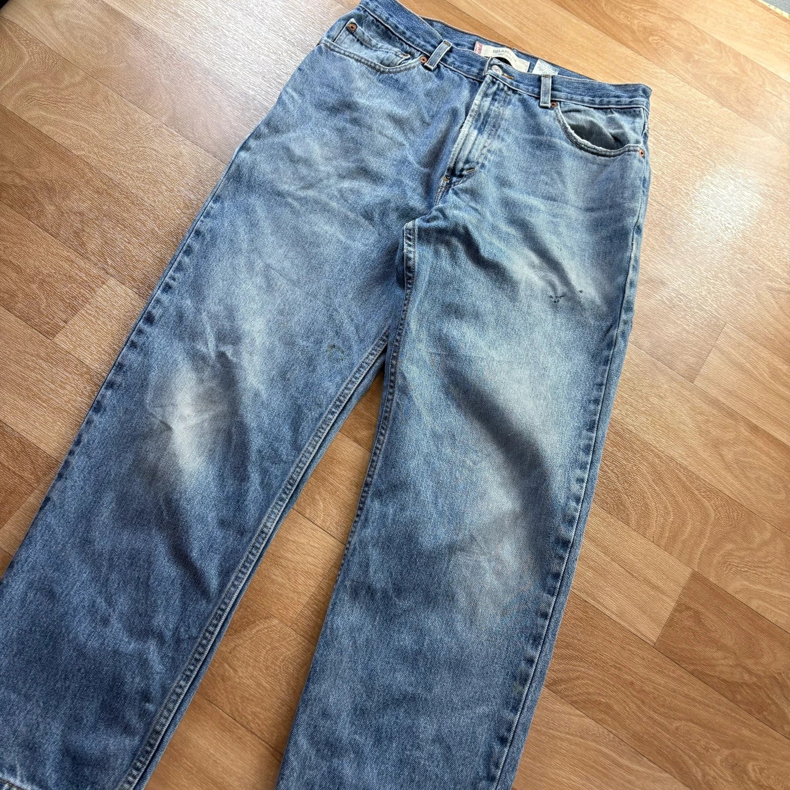 Levis 550 Relaxed Fit Light Wash Vintage Straight Leg Denim Jeans Mens