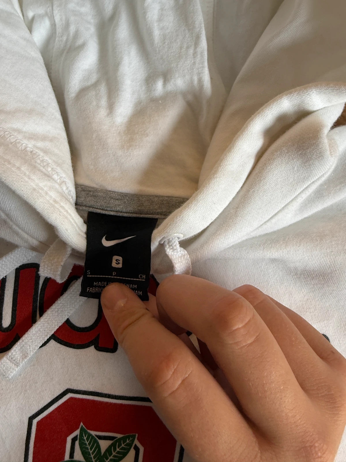 Nike White Buckeyes Script Vintage Collegiate Streetwear Pullover Hoodie Mens