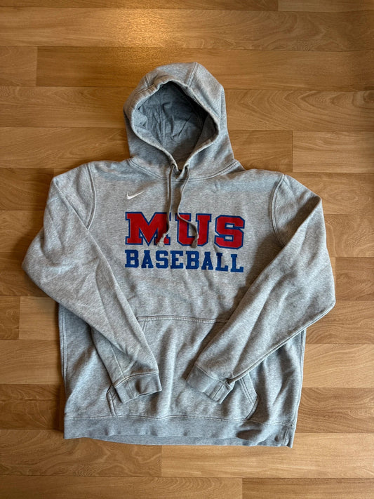 Nike Grey MUS Baseball Spellout Vintage Collegiate Athletic Hoodie Mens