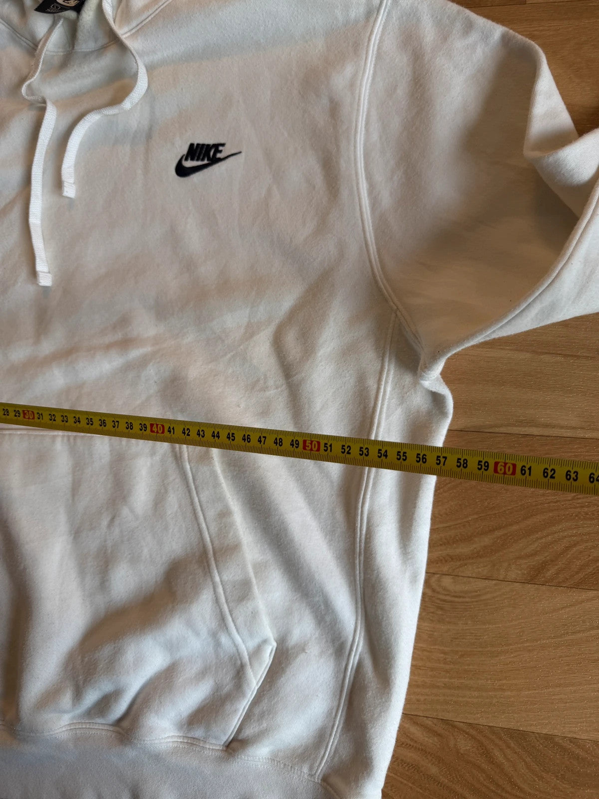 Nike White Embroidered Spellout Vintage Streetwear Heavyweight Pullover Hoodie Mens