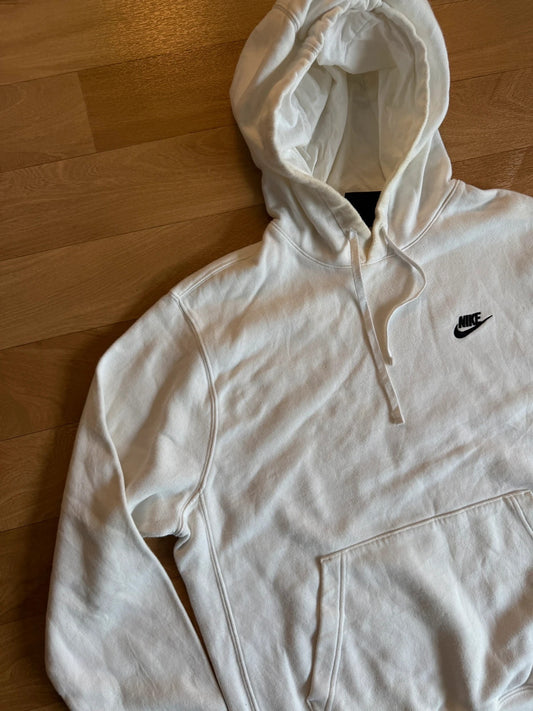 Nike White Embroidered Spellout Vintage Streetwear Heavyweight Pullover Hoodie Mens