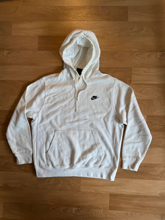 Nike White Embroidered Spellout Vintage Streetwear Heavyweight Pullover Hoodie Mens