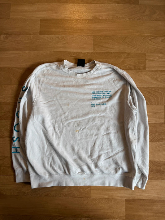 Nike White Embroidered Swoosh Vintage Streetwear Pullover Hoodie Casual Mens
