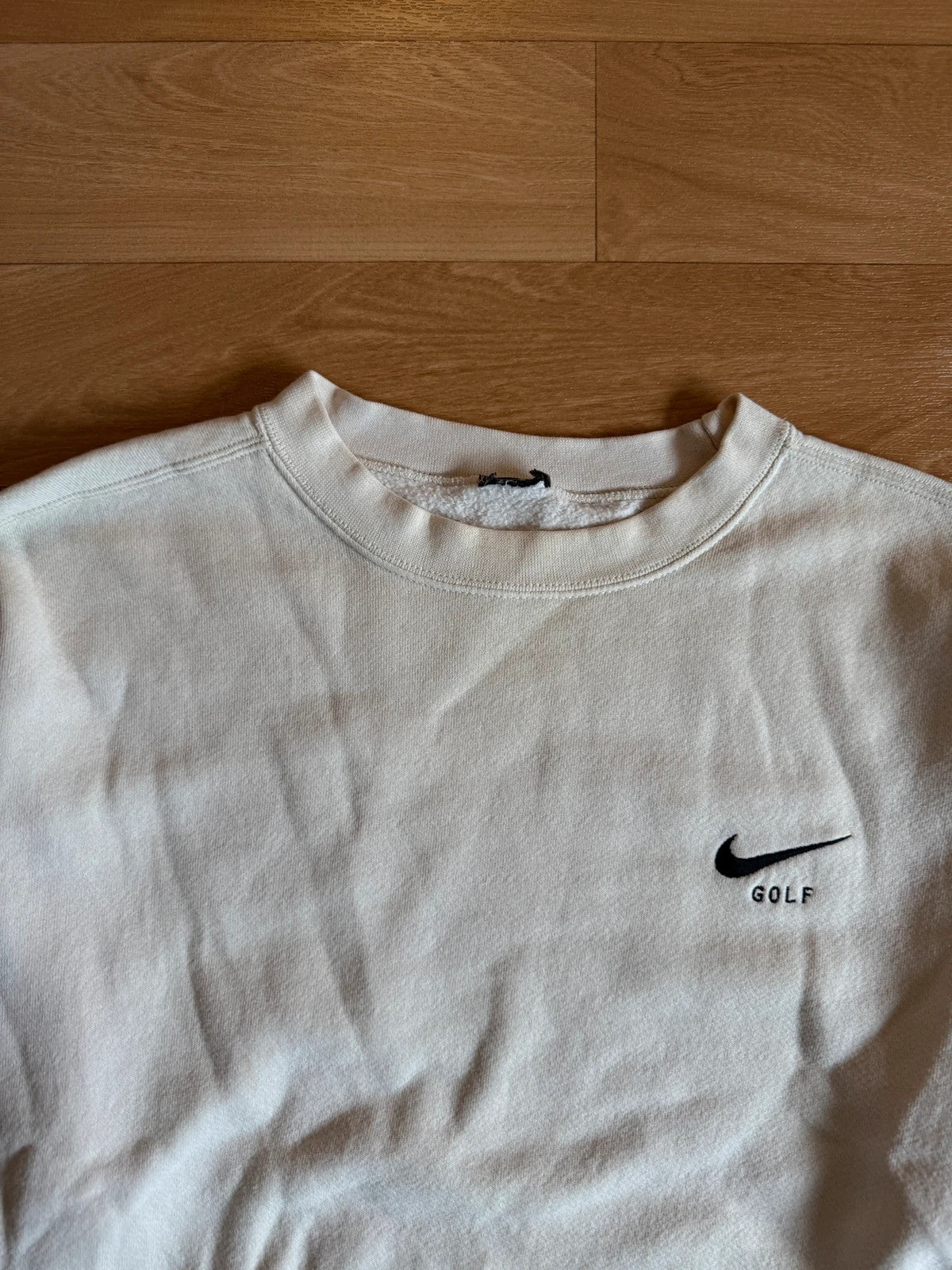 Nike Sportswear White Swoosh Sleeve Spellout Vintage Streetwear Crew Sweatshirt Mens