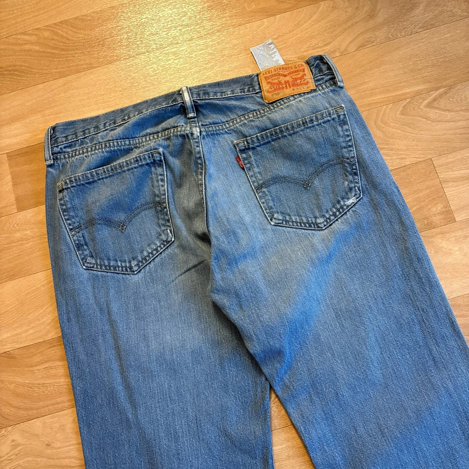 Levis Light Wash Straight Leg Faded Denim Jeans Vintage Red Tab Classic Five Pocket Mens