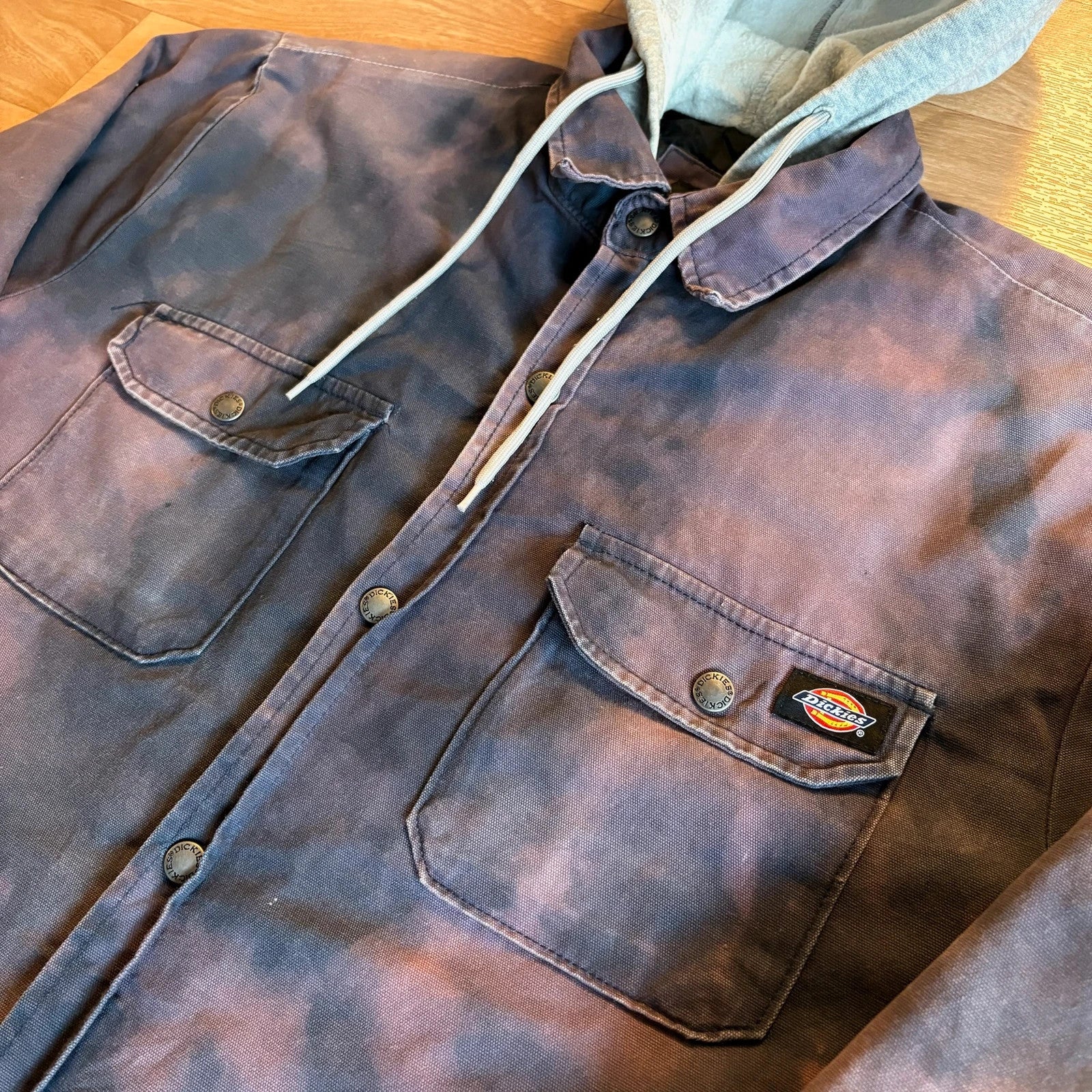 Dickies Purple Patina Hooded Shirt Jacket Rare Vintage Washed Workwear Shacket Mens