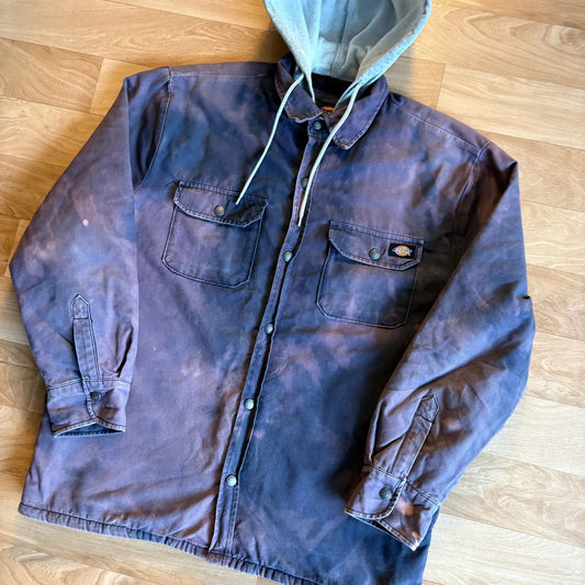 Dickies Purple Patina Hooded Shirt Jacket Rare Vintage Washed Workwear Shacket Mens