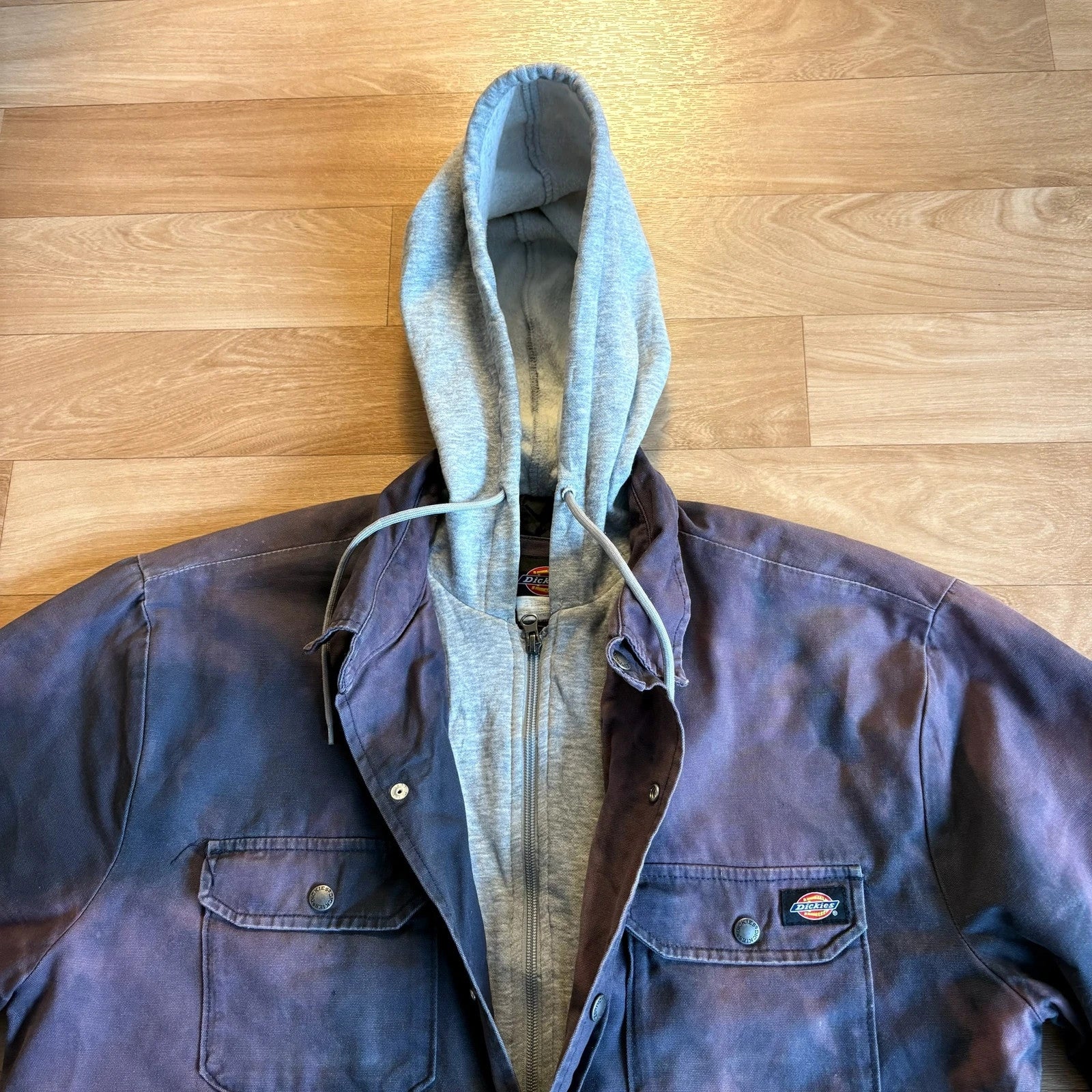 Dickies Purple Patina Hooded Shirt Jacket Rare Vintage Washed Workwear Shacket Mens