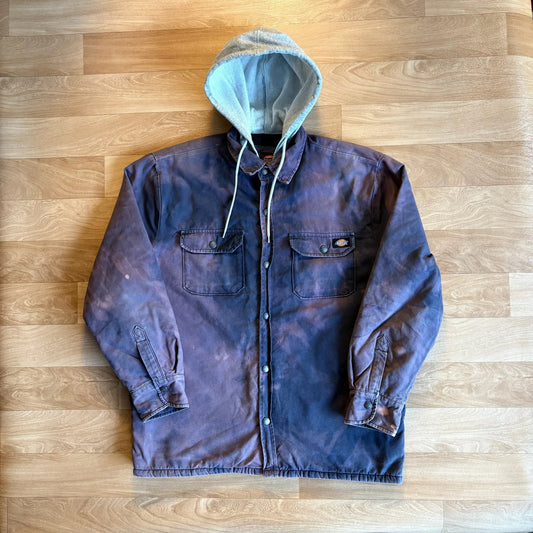 Dickies Purple Patina Hooded Shirt Jacket Rare Vintage Washed Workwear Shacket Mens