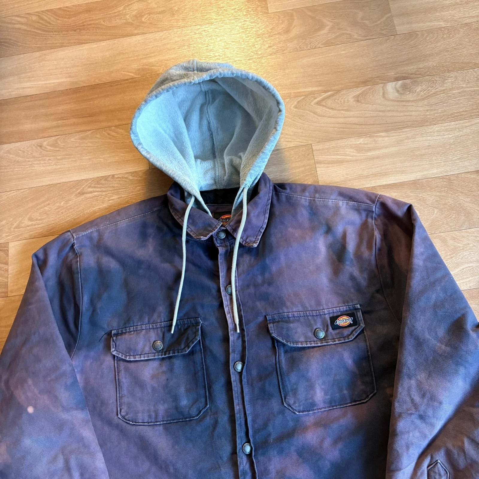 Dickies Purple Patina Hooded Shirt Jacket Rare Vintage Washed Workwear Shacket Mens