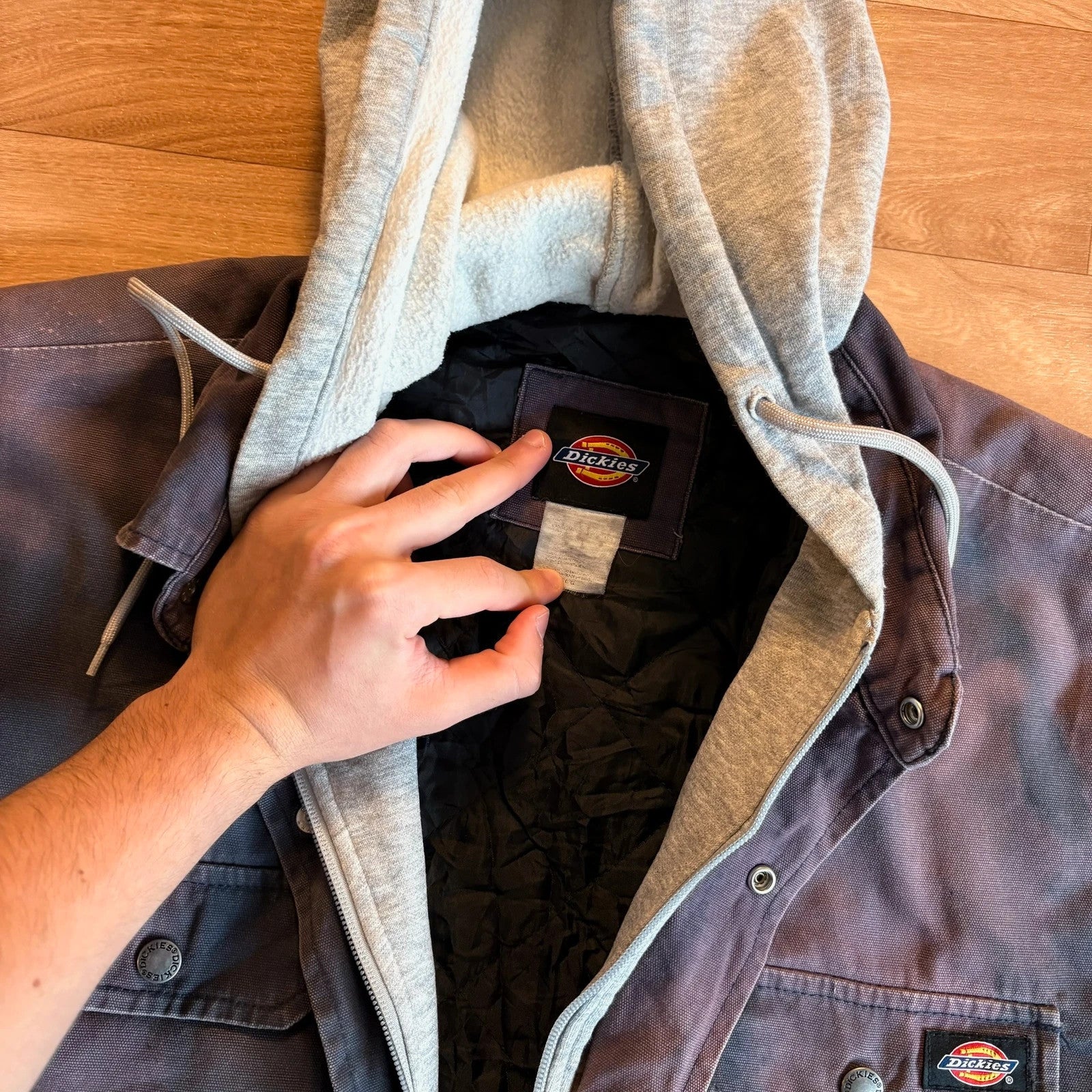 Dickies Purple Patina Hooded Shirt Jacket Rare Vintage Washed Workwear Shacket Mens