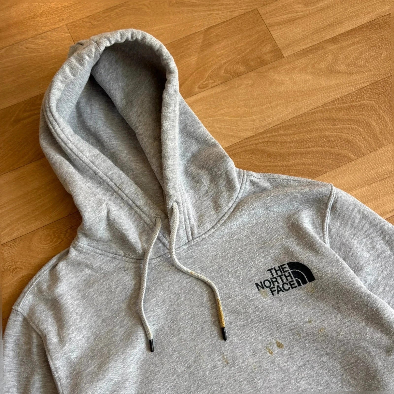 The North Face Grey Marl Logo embroidered Vintage Hoodie Outdoor Streetwear Mens