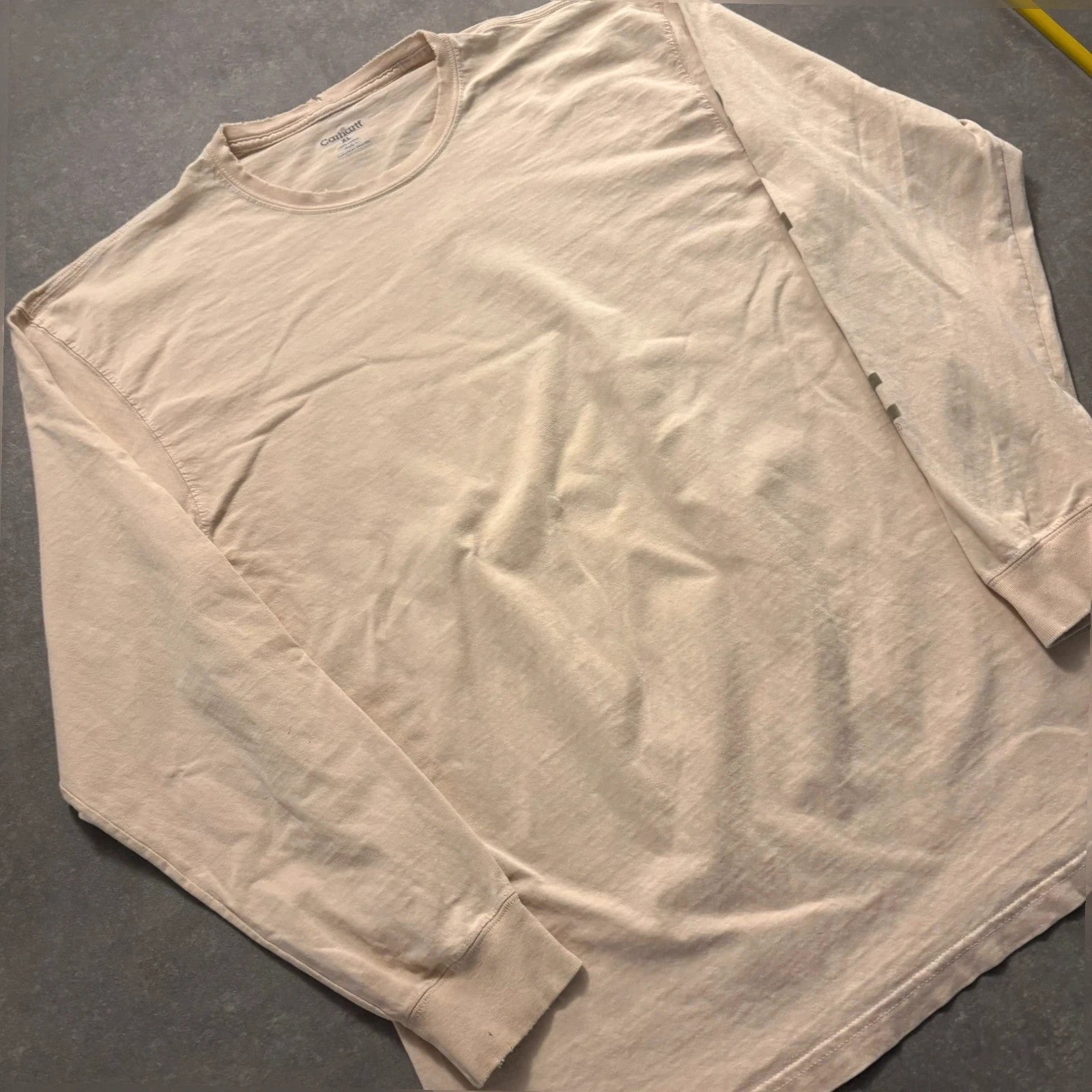 Carhartt Cream vintage Long sleeve Since 1889 T-Shirt Mens XL 100% Cotton Workwear
