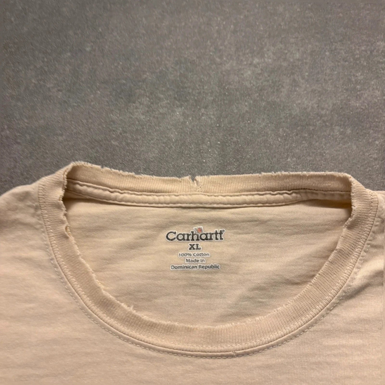 Carhartt Cream vintage Long sleeve Since 1889 T-Shirt Mens XL 100% Cotton Workwear