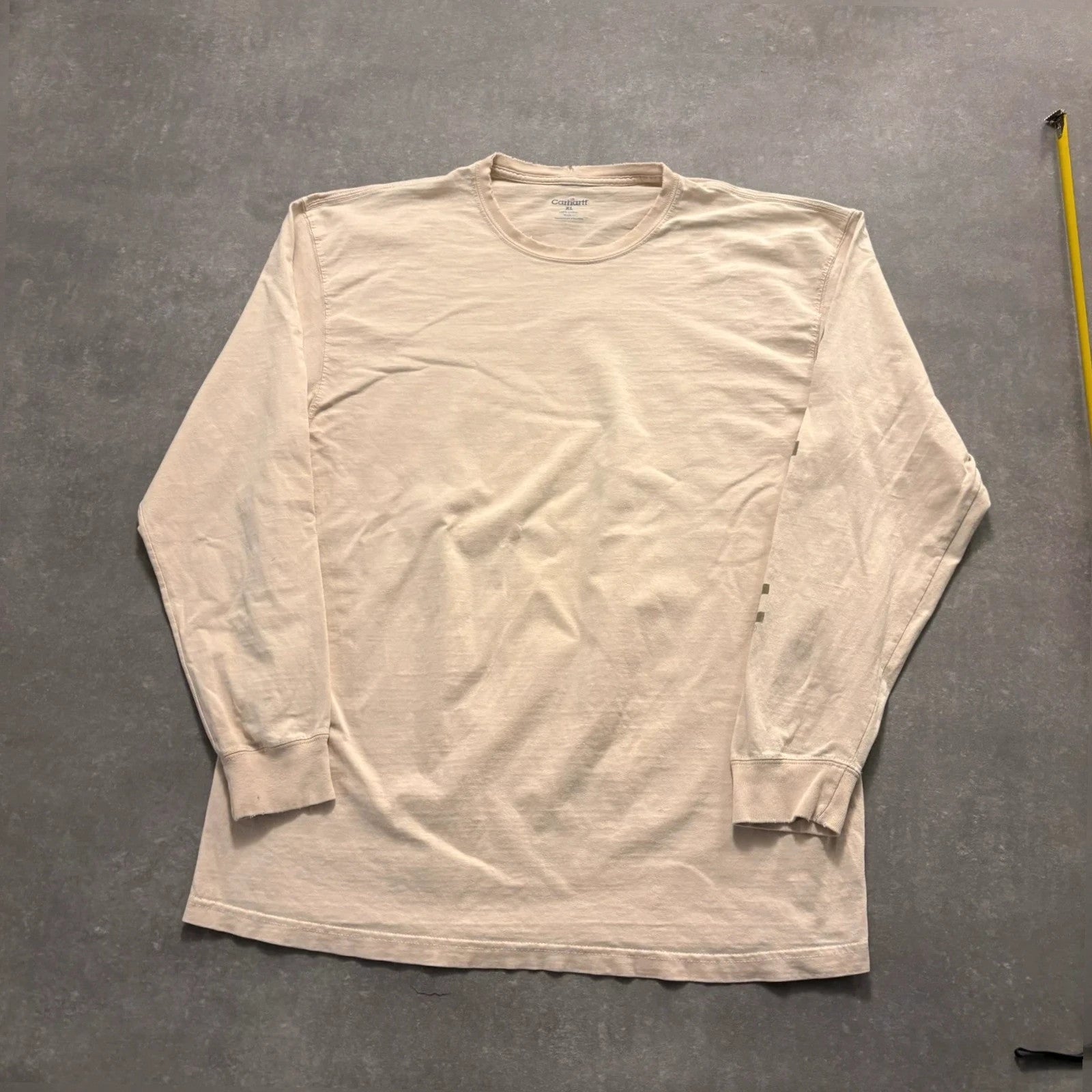 Carhartt Cream vintage Long sleeve Since 1889 T-Shirt Mens XL 100% Cotton Workwear