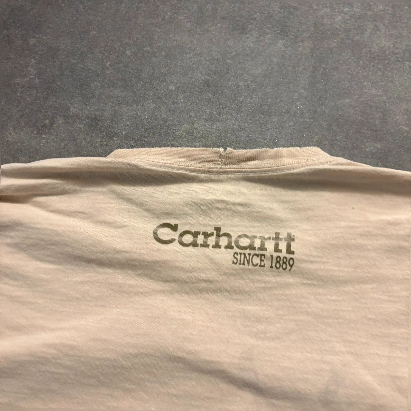 Carhartt Cream vintage Long sleeve Since 1889 T-Shirt Mens XL 100% Cotton Workwear