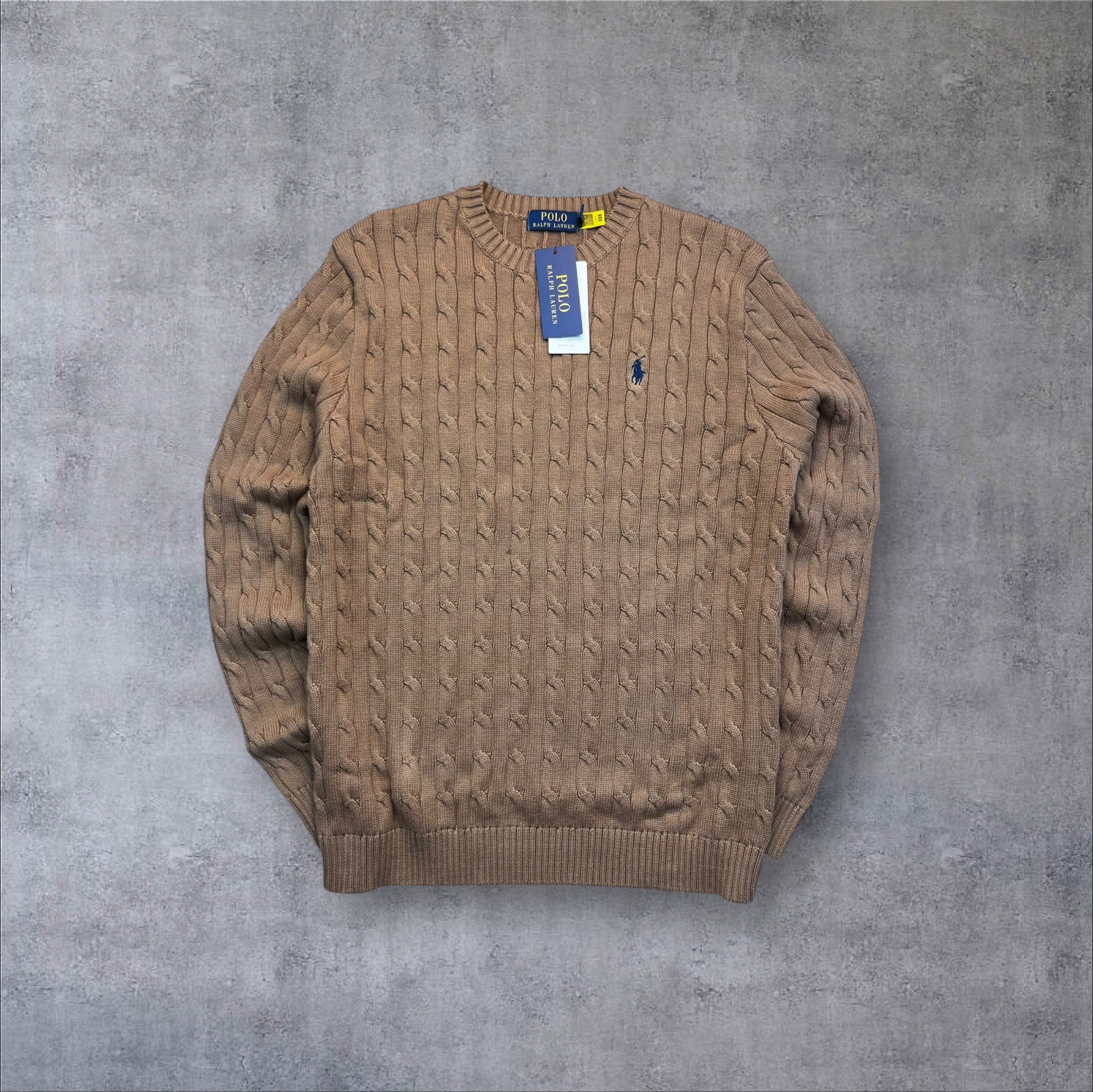 New Polo Ralph Lauren Brown cable knit sweater with tags