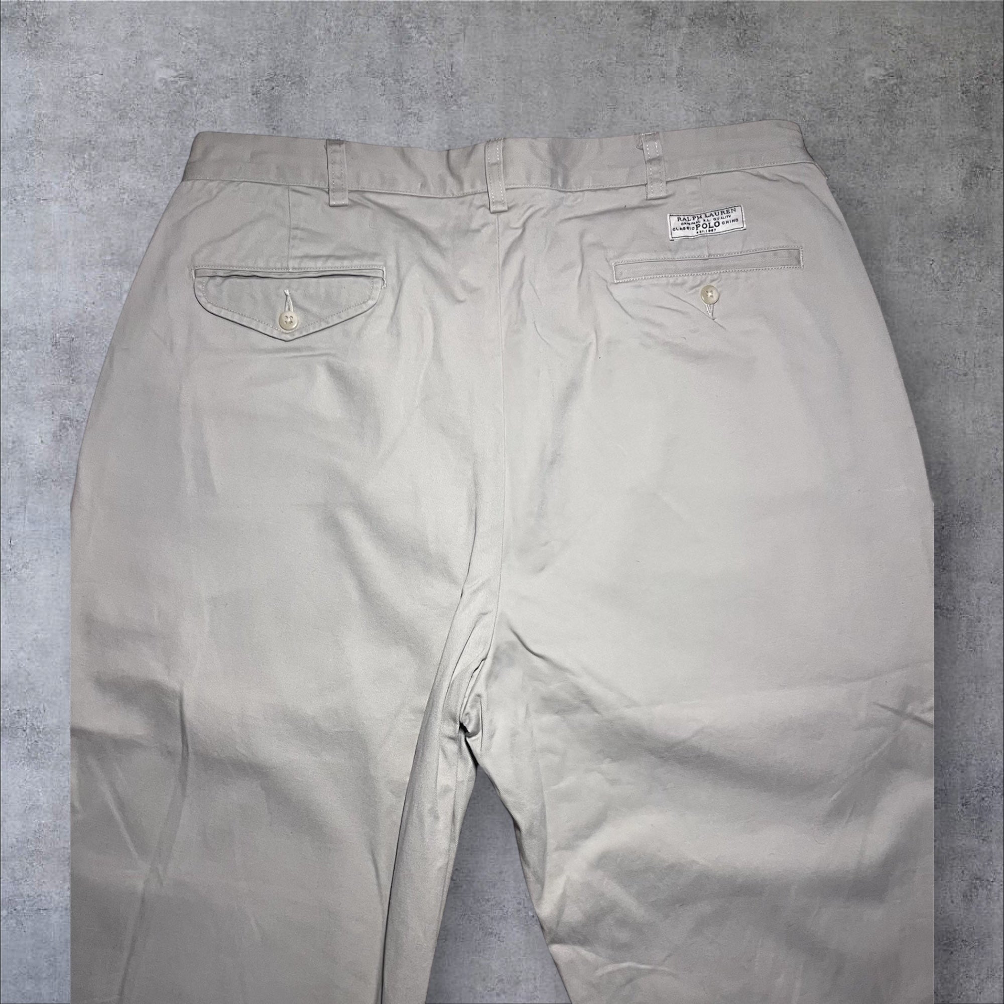 POLO By RALPH LAUREN Mens Beige CHINO Pants Pleated - Waist 36 - RRP