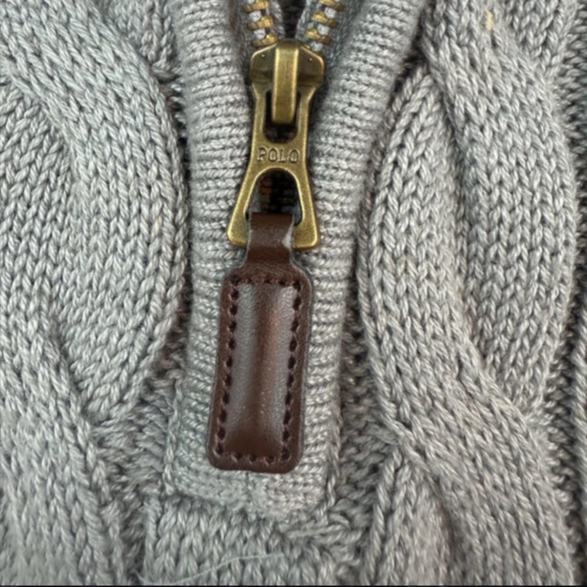 Polo Ralph Lauren grey cable knit 1/4 zip sweater