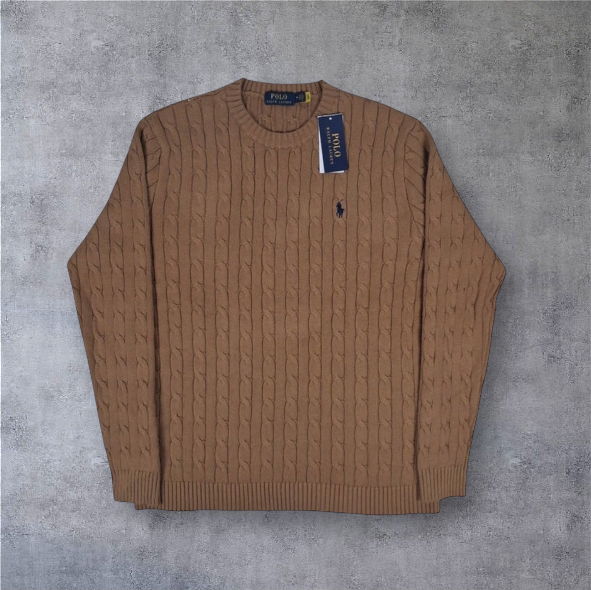 New Polo Ralph Lauren Brown cable knit sweater with tags