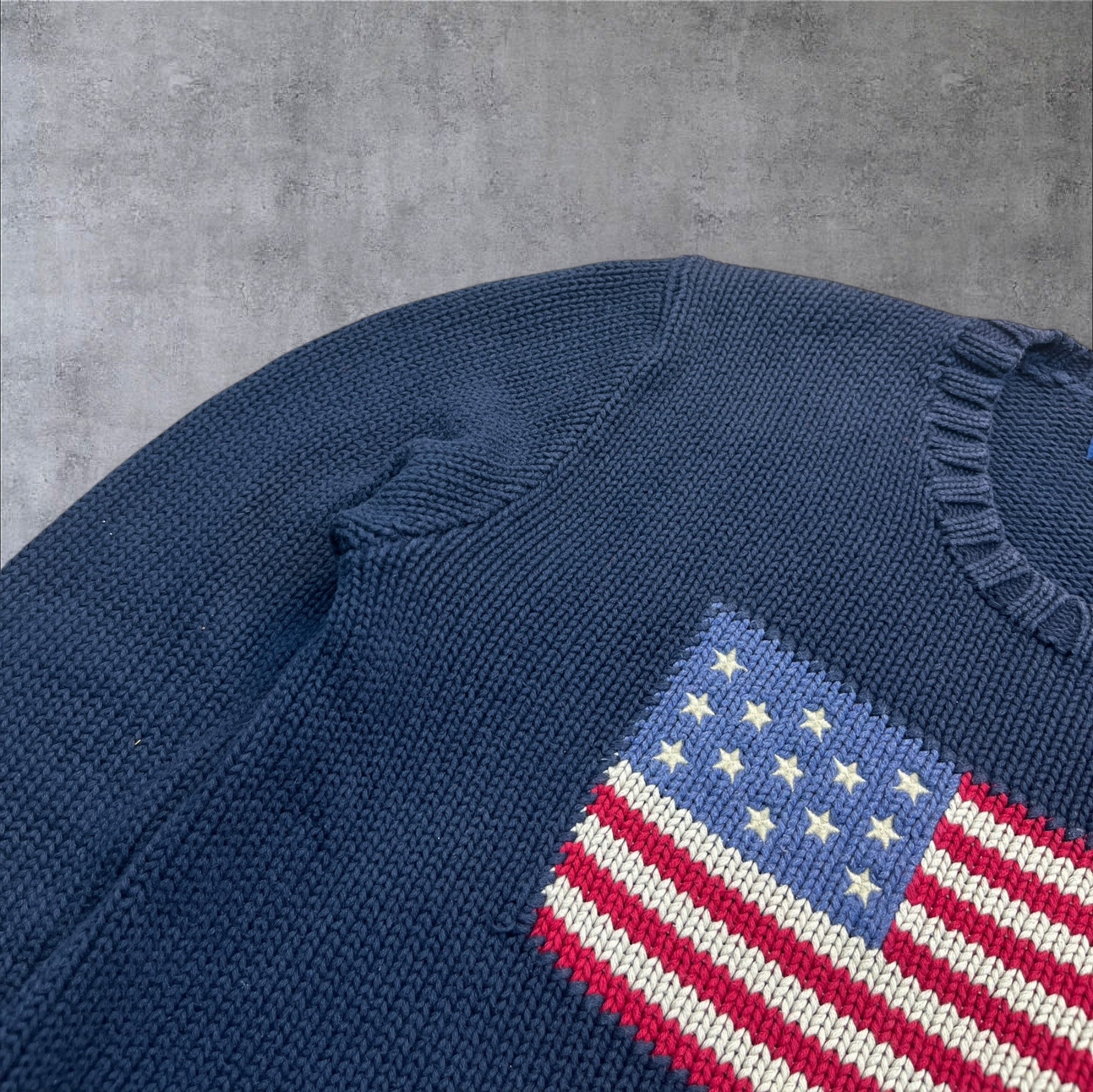 Ralph Lauren granatowy sweater America flag