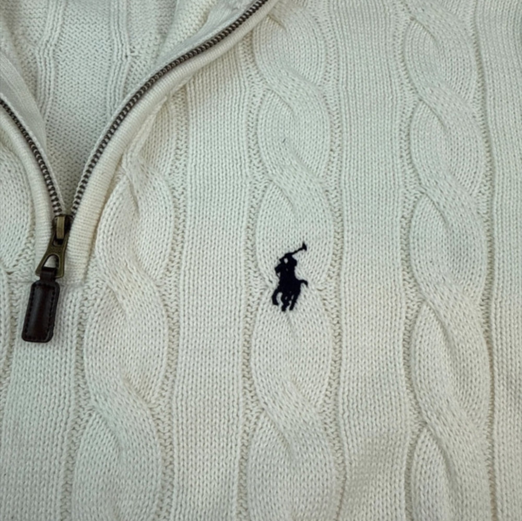 Polo Ralph Lauren creamy White cable knit 1/4 zip sweater