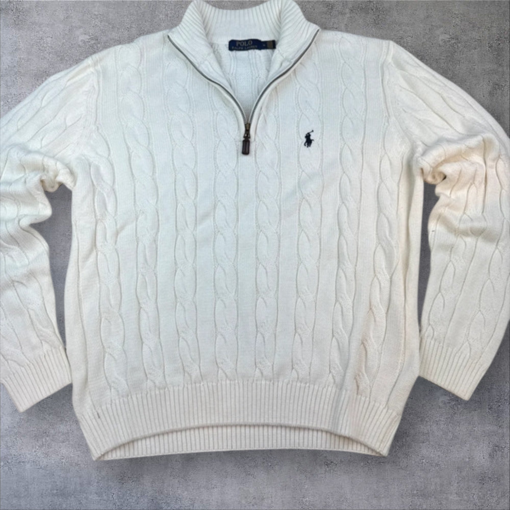 Polo Ralph Lauren creamy White cable knit 1/4 zip sweater