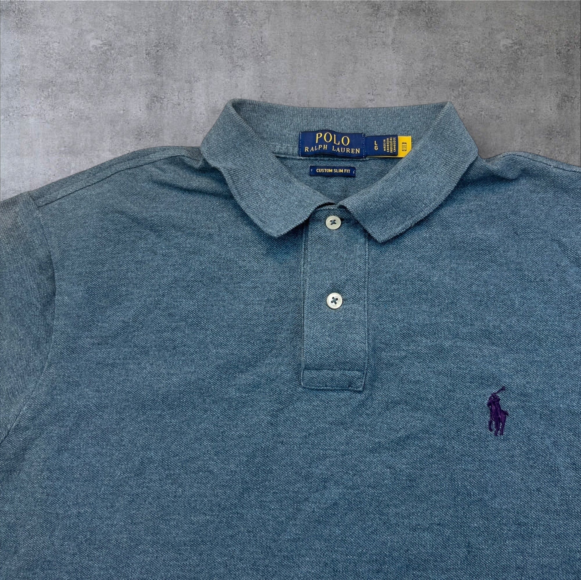 Polo Ralph Lauren Collared T-Shirt – Dark Gray-Blue (Size L)