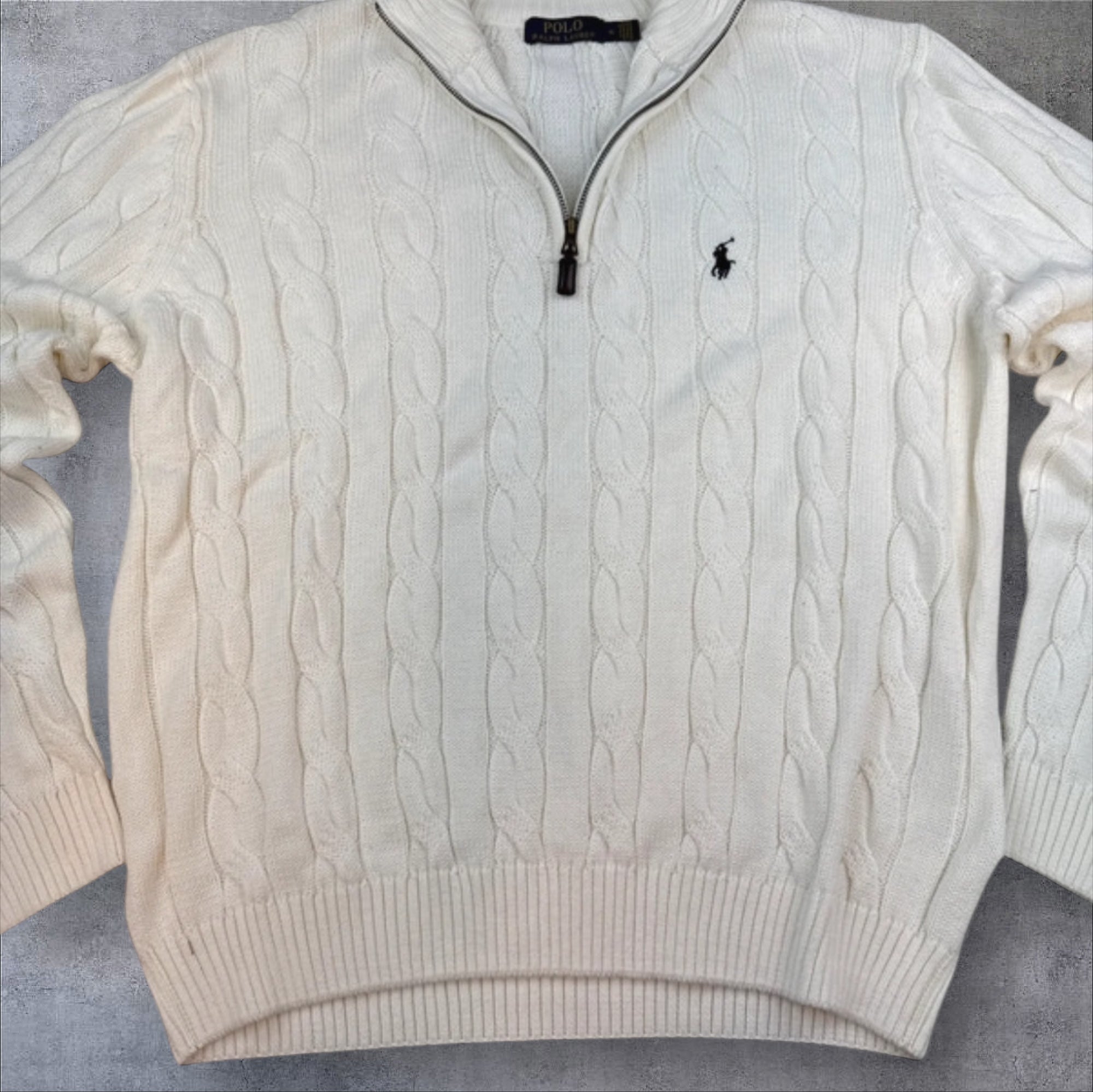 Polo Ralph Lauren creamy White cable knit 1/4 zip sweater