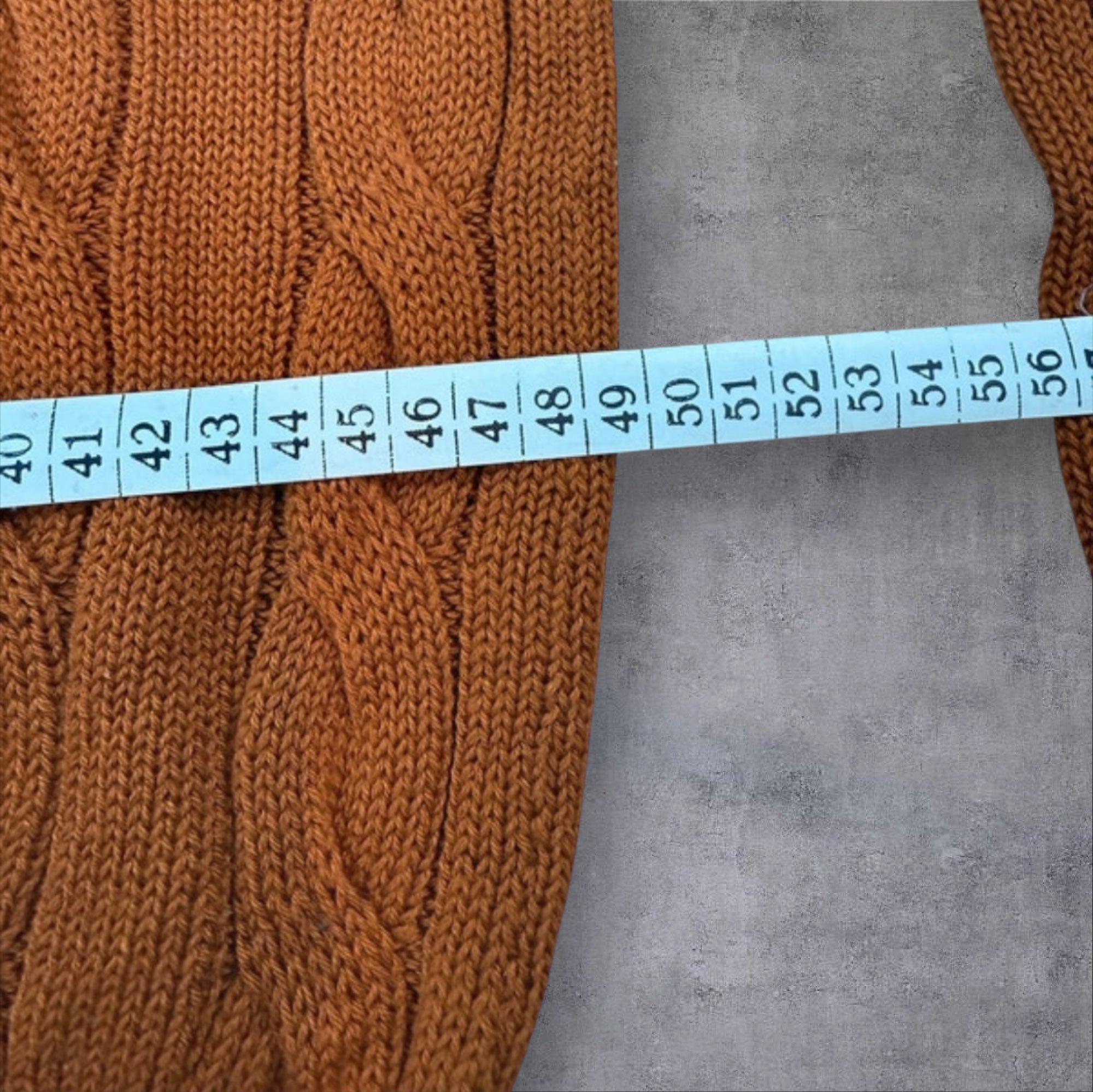 Polo Ralph Lauren ochre brown cable knit quarter zip sweater