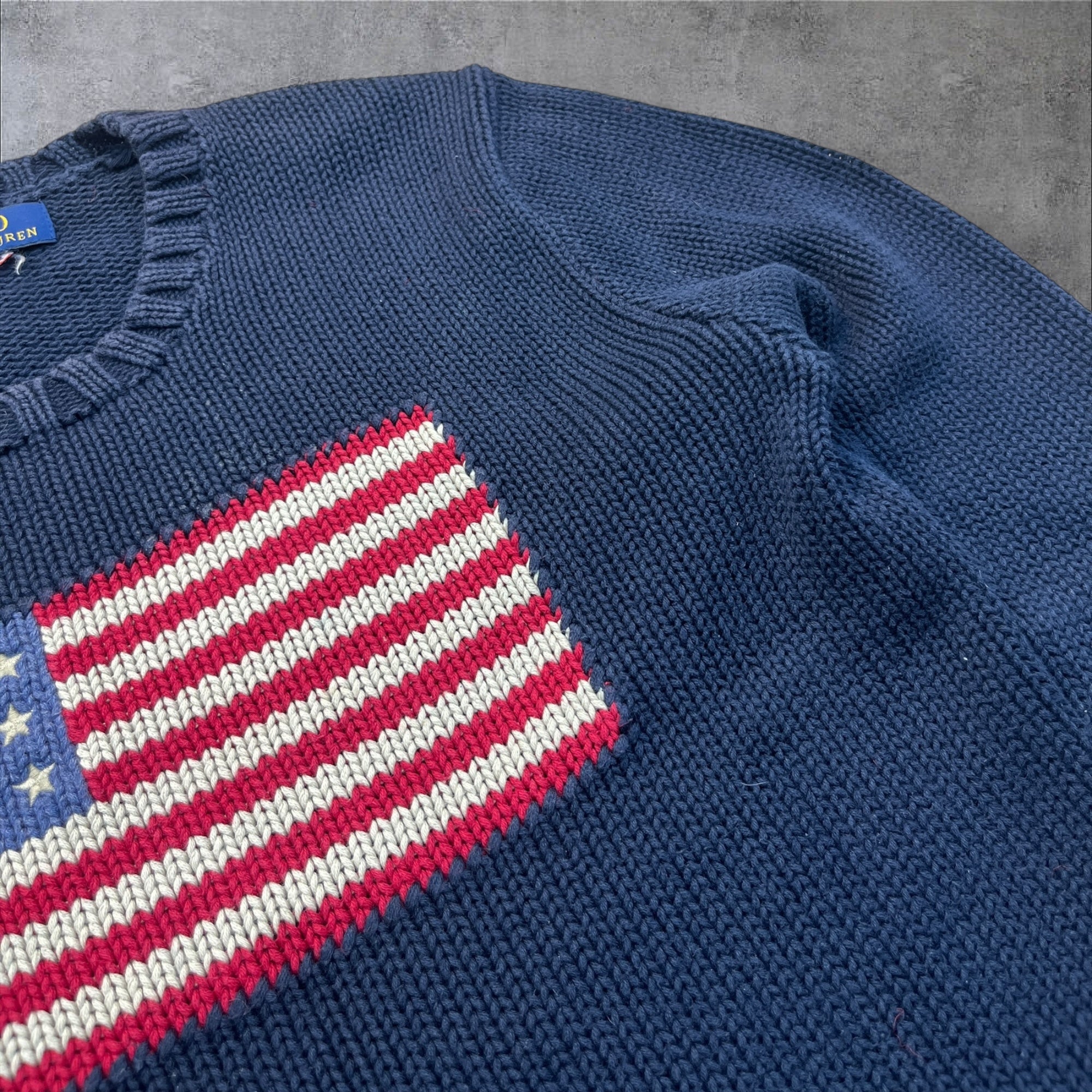 Ralph Lauren granatowy sweater America flag