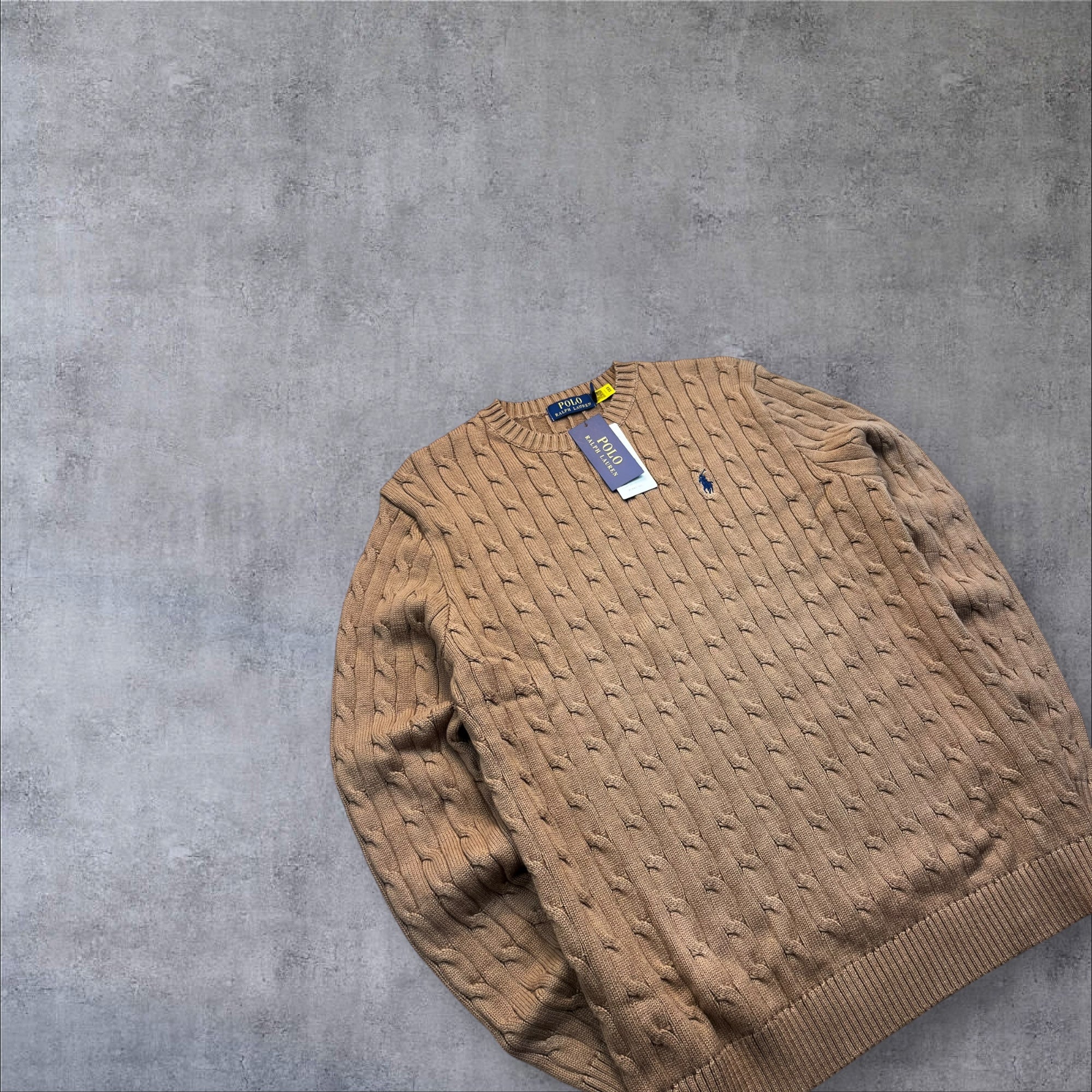 New Polo Ralph Lauren Brown cable knit sweater with tags