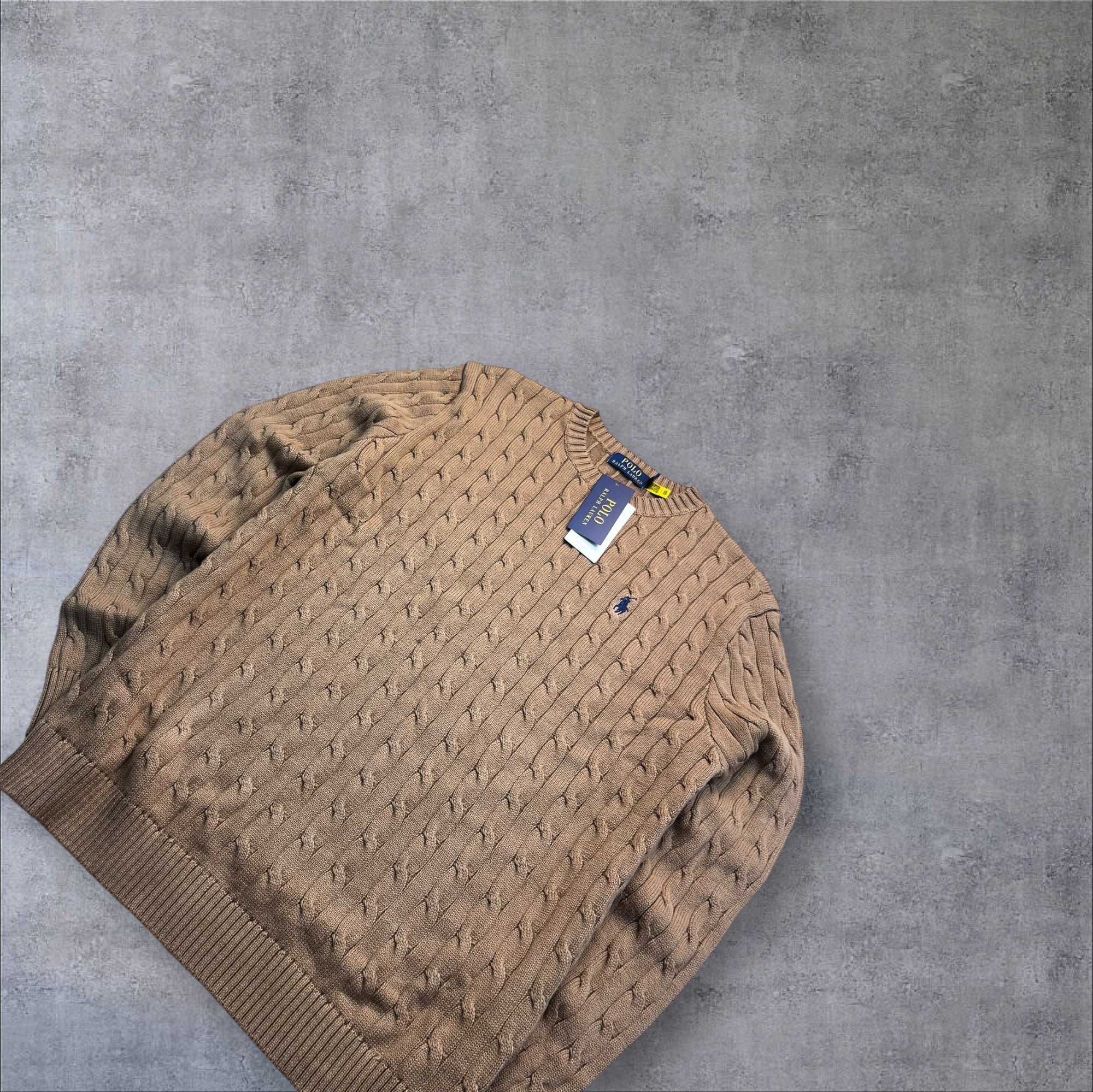 New Polo Ralph Lauren Brown cable knit sweater with tags