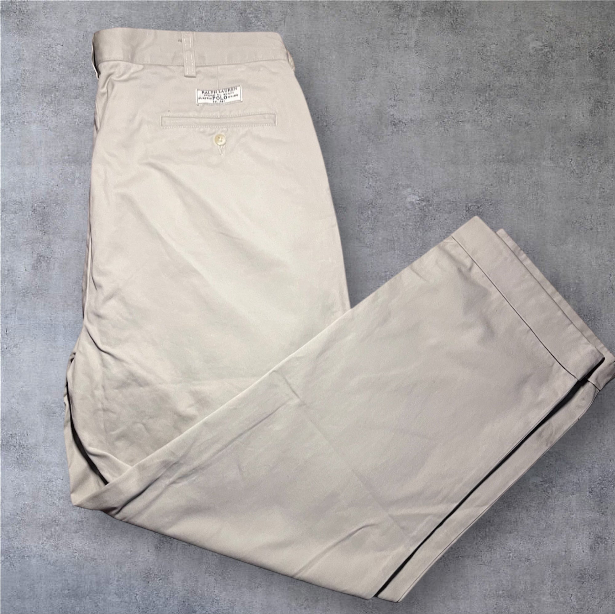 POLO By RALPH LAUREN Mens Beige CHINO Pants Pleated - Waist 36 - RRP