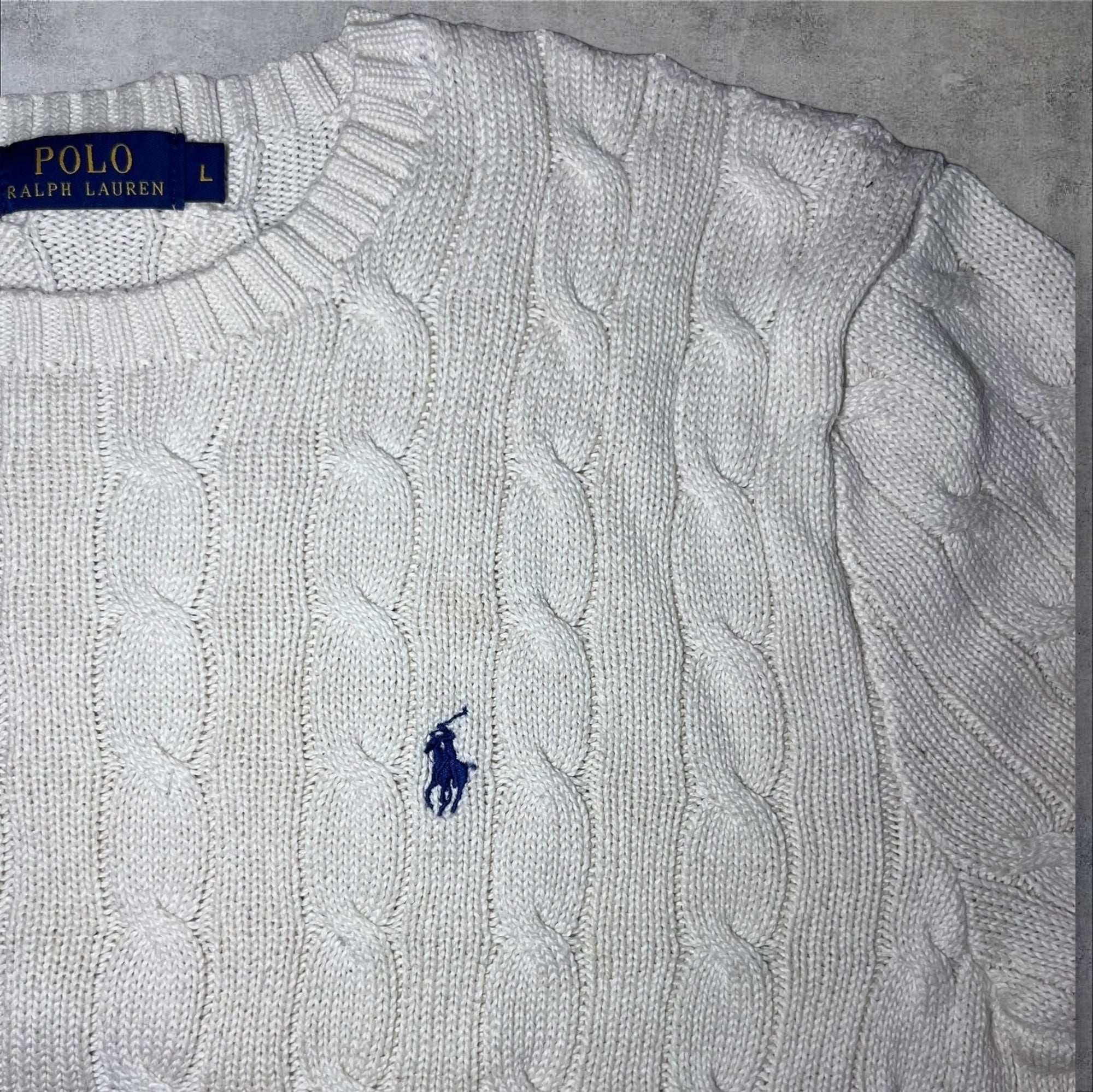Polo Ralph Lauren white cable knit sweater