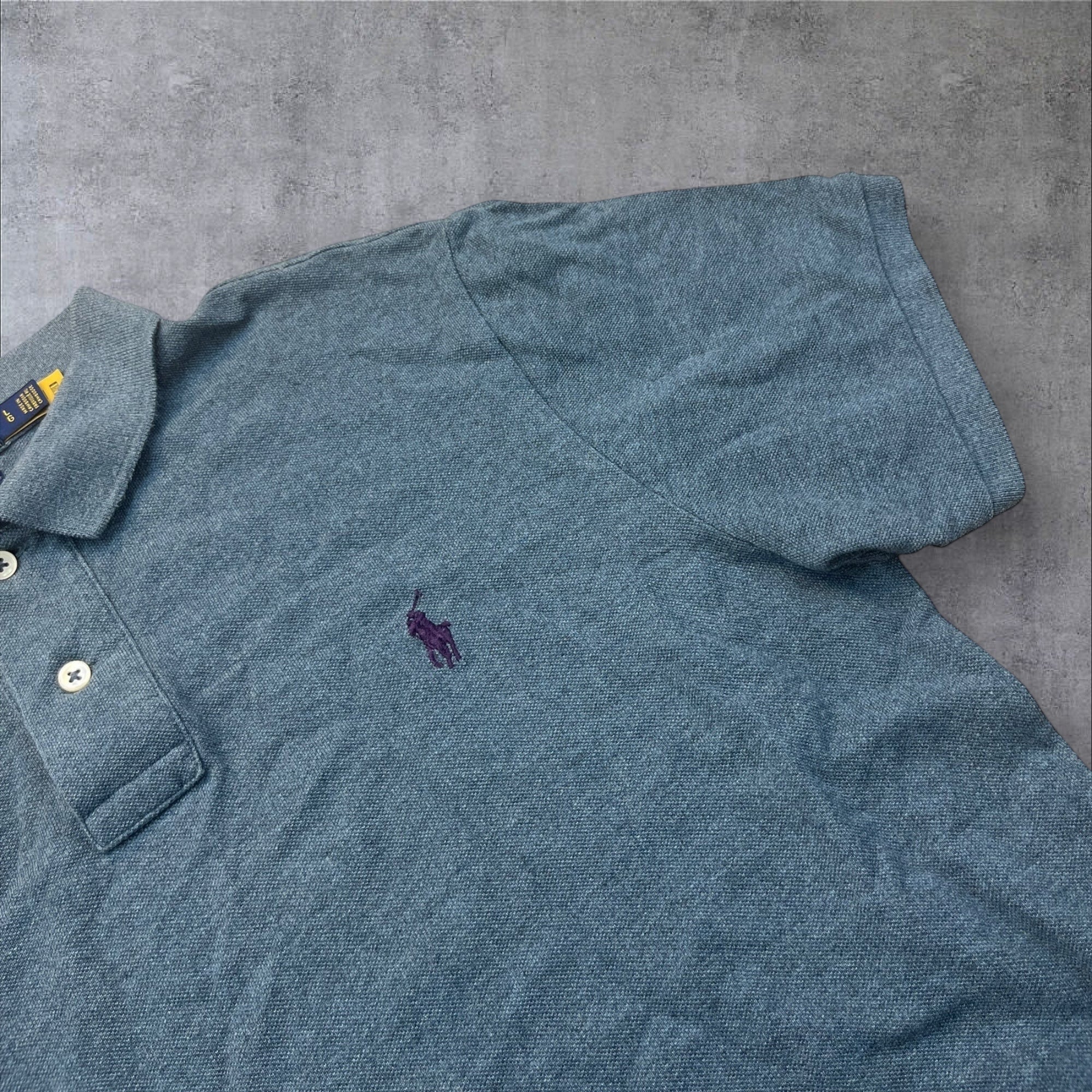 Polo Ralph Lauren Collared T-Shirt – Dark Gray-Blue (Size L)