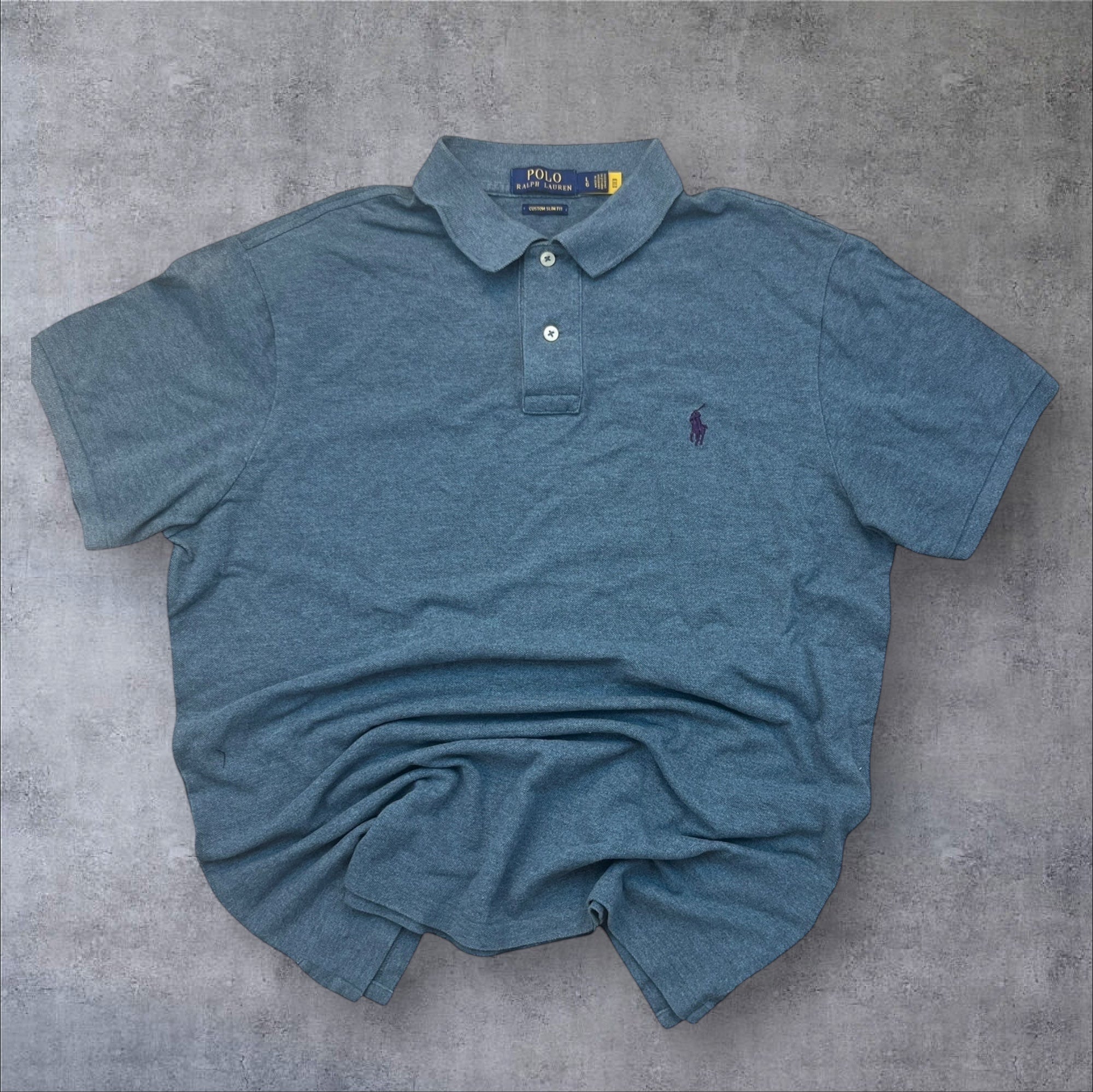 Polo Ralph Lauren Collared T-Shirt – Dark Gray-Blue (Size L)