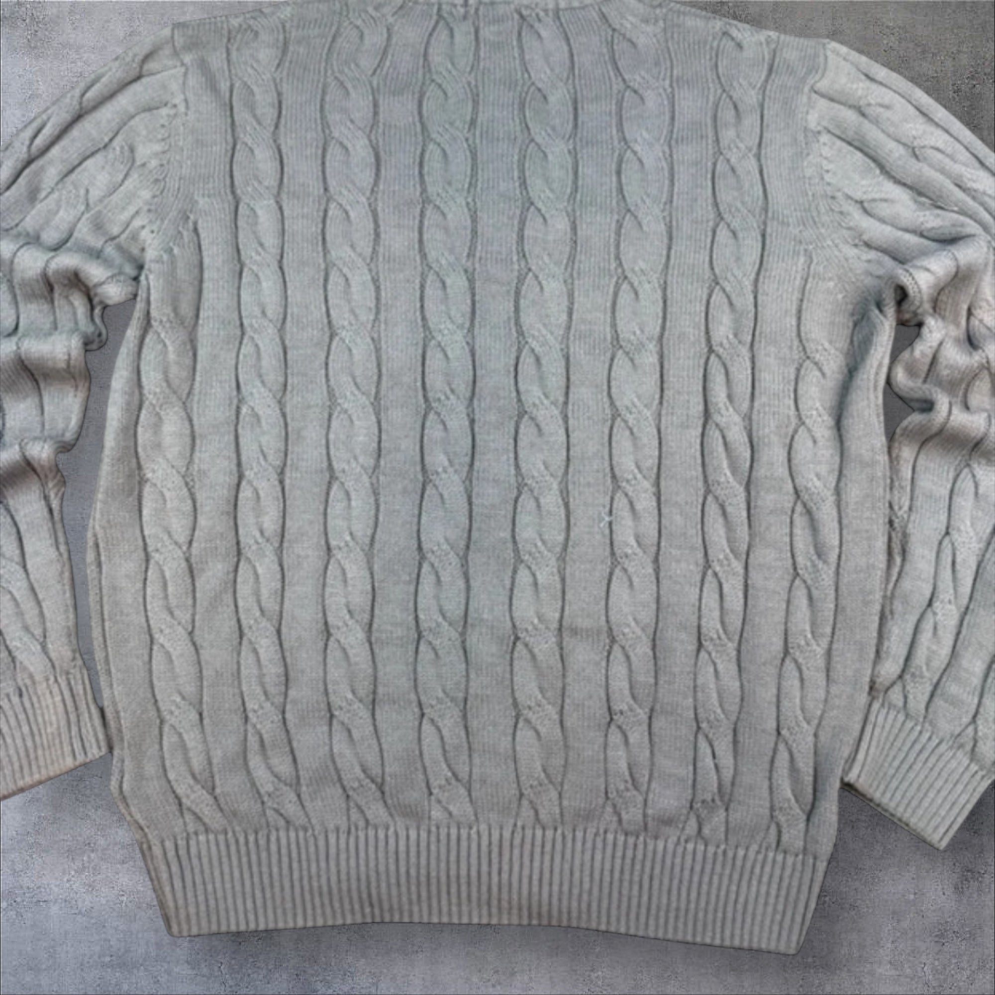 Polo Ralph Lauren grey cable knit 1/4 zip sweater