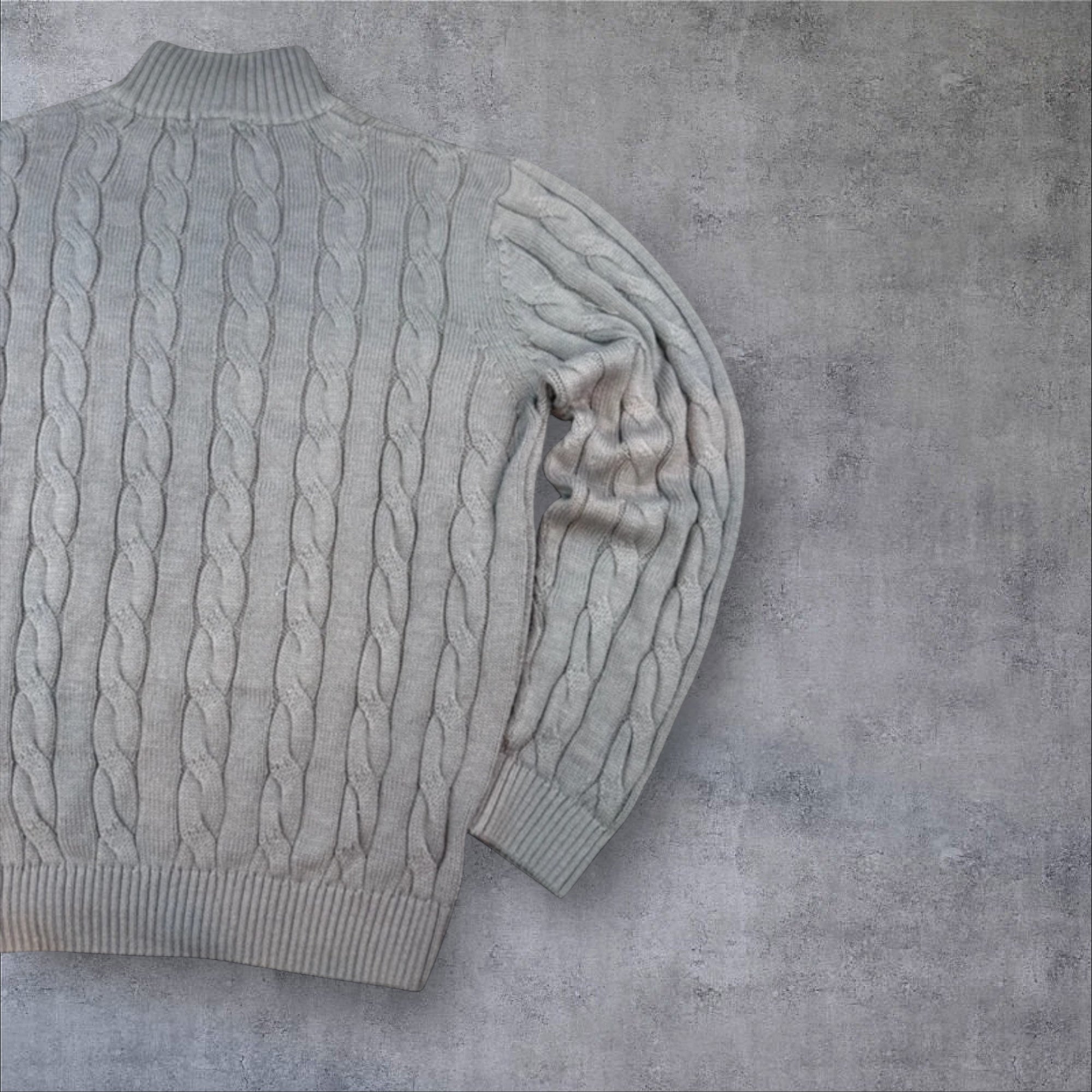 Polo Ralph Lauren grey cable knit 1/4 zip sweater