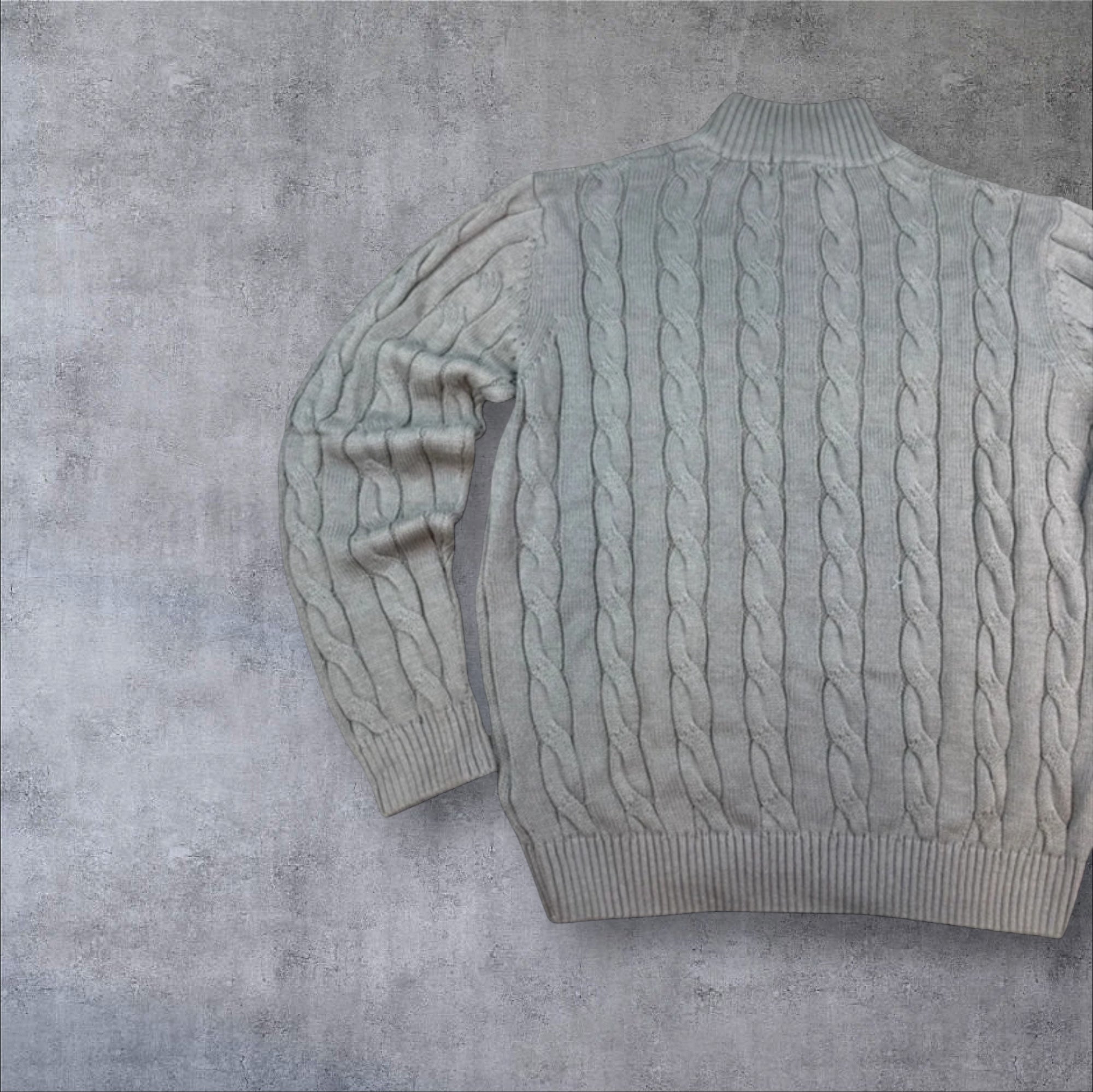 Polo Ralph Lauren grey cable knit 1/4 zip sweater